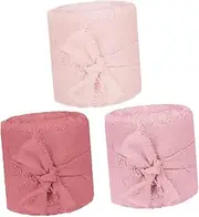 SHERCHPRY 3 Rolls Elegant Chiffon Ribbon Wide Frayed Edge Floral Wrapping Ribbon for Bridal Showers Graduation Treats Holiday Crafts Each Soft Luxurious Texture
