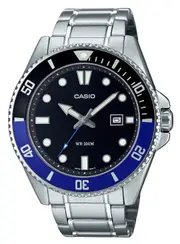 Casio Collection MDV-107D-1A2 Black Dial Grey Stainless Steel Mens Watch