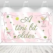 TEASIK 6x3.6 Ft Martini Pink Bow Party Decor Backdrop,A Tiny Bit Older Birthday Decor,Martini Bar Birthday Party Decor for Coquette Birthday Decorations