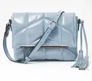 PATRICIA NASH SAFFLOWER BLUE CORFU QUILTED LEATHER CROSSBODY NWT