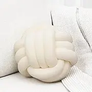 Petrella Knot Pillows Ball Round Throw Pillows Home Decor Cushion Decorative Aesthetic Throw Pillows，white 8inch