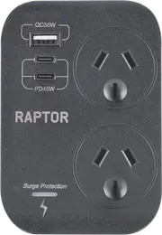 Jackson Surge Protected Double Adaptor w/ 1 x USB-A, 2 x USB-C PD45W
