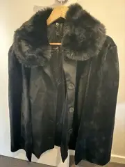Plus Size Velvet Jacket With Swing Cape And Detach Collar - Taking Shape Sz 20