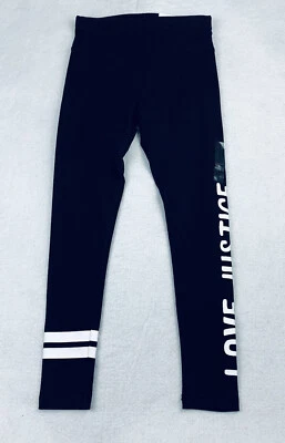 Justice Girl’s Black and White "LOVE JUSTICE" Full Length Leggings Size 7 NWT
