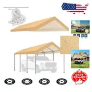 Beige 12x20 Replacement Canopy Top with Bungees - Easy Installation, Waterproof