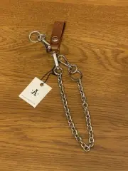 Atlas Wallet Chain Brown Silver Leather Metal 30cm Preowned