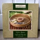 Woven Rattan Chip Dip Set Ceramic Ramekin Tray Home Accents Lifestyle NEW