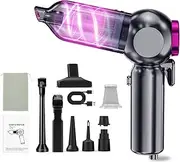 Car Vacuum Portable Cordless, 16000PA Handheld Mini Vacuum Cleaner, 6 in 1 Compressed Air Duster & Air Blower & Pump, Car Window Breaker and Seatbelt Cutter, for Auto, RV, Home, Office,Camping