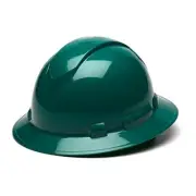 Safety Ridgeline Full Brim Hard Hat, 4-Point Ratchet Suspension, Green