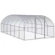 vidaXL Outdoor Chicken Coop Hen House Pet Cage Chicken Run Galvanised Steel 3x6x2 m