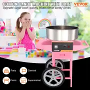 Electric Cotton Candy Machine with Cart 1000W Commercial Floss Maker with Stainl