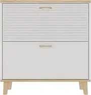 Aidek Shoes Storage Cabinet for Entryway: Narrow Shoe Rack Cabinet with 2 Flip Drawers, Freestanding Shoe Organizer with Natural Wood Legs, Slim Entryway Storage Organizer for 8-16 Pairs