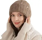[YongXinMY] Womens Beanie Hats Winter Warm Hat Thicken Teddy Fleece Slouch Ski Hat Skull Cap Fashion Cable Knit Headwear Girls Windproof for Outdoor Cycle
