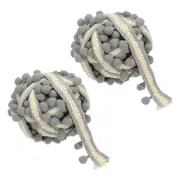 Total 11Yards Embroidered Pompoms Trim Ribbon, 2Roll Pom Poms Trim Ribbon, Gray