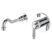 Fienza Eleanor Modern Vintage Chrome Solid Brass Round Wall Basin/Bath Mixer Set