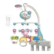 Cute Baby Crib Mobile with Music Lights Star Projection Hanging Rotating Toys Baby Crib Toys with blue
