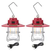 LED Camping Lantern, 2 Pack Rechargeable Lantern 3 Light Modes Tent Light, Red