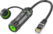 Danfetsoy M20 RJ45 Waterproof Cat6 Connector, Male to Female Cat6 Ethernet LAN Cable, 8P8C Connector IP68 Ethernet LAN Cable Connector for Surveillancen Cameras&Network&Electronic Equipmer(25cm/0.8Ft)