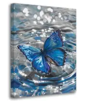 Blue Butterfly Picture Animal Canvas Wall Art, 12L" x 16W" blue butterfly