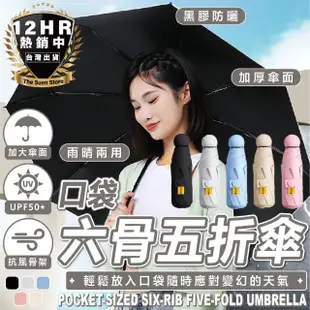 【S-SportPlus+】口袋傘 迷你傘 口袋雨傘(摺疊傘 晴雨傘 UV傘 遮陽傘 陽傘 折傘 黑膠遮陽)