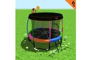 Kahuna Trampoline 6ft with Basketball set & Roof - Rainbow