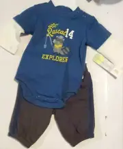 2 Piece Boys Little Wonders Set Raccoon lil Rascal Explorer New Born Outfit