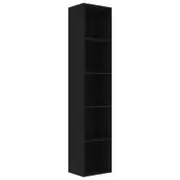 vidaXL Book Cabinet Black Engineered Wood Home Organiser Storage Bookshelf