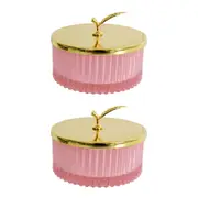 2x Glass 10cm Jewellery Stem Trinket w/ Lid Round Home Decorative Storage Tango