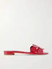 [Manolo Blahnik] Manolo Blahnik - Haribalmu 10 Cutout Leather Slides - Red - IT39 IT 39 Red