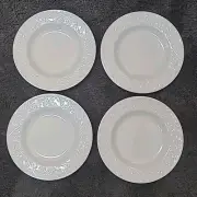 NEW Set 4 LENOX OPAL INNOCENCE CARVED SALAD PLATE White 9 1/4"