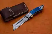 Custom Handmade Damascus Steel Pocket Knife Best Gift for him groomsmen