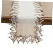 Natural Linen Table Runner 90 inches Neutral Earth Tones Beige White 16”x120”