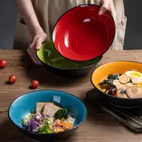 在飛比找ETMall東森購物網優惠-日式家用陶瓷拉面碗湯碗泡面碗8英寸大碗圓沙拉碗淺碗拌面碗菜碗