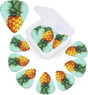 Tropical Pineapple 12 Pcs Guitar Picks 3 Different Thickness Personalized Guitar Plectrums With Storage Box Guitar Accessories For Bass Electric Guitar Acoustic Guitar Lovers
