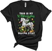 [Generic] This is My St. Patrick's Day Pajama Shirt, Lovely Gnome Riding Horse, Gnomies Shamrocks Unisex T-Shirt