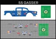 Hot Wheels (1/64), 55 Gasser "Bulldogs" Waterslide, Printed White First, Decals