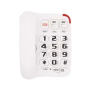 Large Number Big Button Telephone Handset White Home Phone with Speaker & Memory