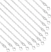 50 Pack Silver Plated Necklace Chains Cable Chain Bulk for Jewelry Making, 1.2 mm(18 Inches)