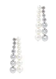 Completedworks Crystal and Pearl Drop Earrings - Silver - One Size One Size