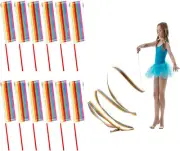 12 Pcs Dance Ribbon, Rhythmic Gymnastics Ribbon, Rainbow Streamers Wand for P...