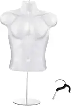 TENOL Mannequin Torso, Half Body Mannequin Long Hollow Back Body Torso Dress Form, Male