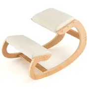 Costway Ergonomic Kneeling Chair Wood Rocking Stool Posture Correction Seat w/Cushion & Knee Support