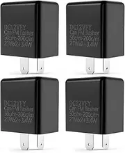 LKAHG Motorcycle LED Turn Signal Flasher Relay, 4PCS 12V 2 Pin Adjustable Motorbike LED Turn Signal Indicator Relay, Hyper Flash Electronic Flasher Relay, Universal Motorbicycle Accessories (Black)