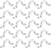 uxcell 20 Pcs 1 Inch Rigid Pipe Strap, 2 Holes U Bracket Cable Clamp Hanger Conduit Clamps Tension Tube Clips for Fixing Pipe Cable, Silver