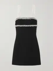 [Rebecca Vallance] Rebecca Vallance - Eva Embellished Stretch-cady Mini Dress - Black - UK 14 UK 14 Black