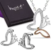 Boxed Butterfly Buff Necklace And Earrings Set Embellished with SWAROVSKI® Crystals