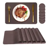 Set of 6Pcs Placemats with Coasters Heat Stain Non-Slip Wahsable Dining Table Place Mats