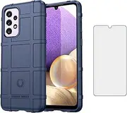 Asuwish Phone Case for Samsung Galaxy A33 5G with Tempered Glass Screen Protector Cover and Slim Thin Hard Mobile Film Rugged TPU Protection Cell Accessories Protective A 33 33A Women Men Blue