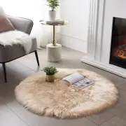 Soft Faux Sheepskin Fur Rug Fluffy Faux Fur Area Rug round Floor Mat Luxury Carp