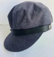 BRIXTON Unisex Navy Lined Hard Rimmed Cotton Kurt Cap Hat Size Small BRAND NEW